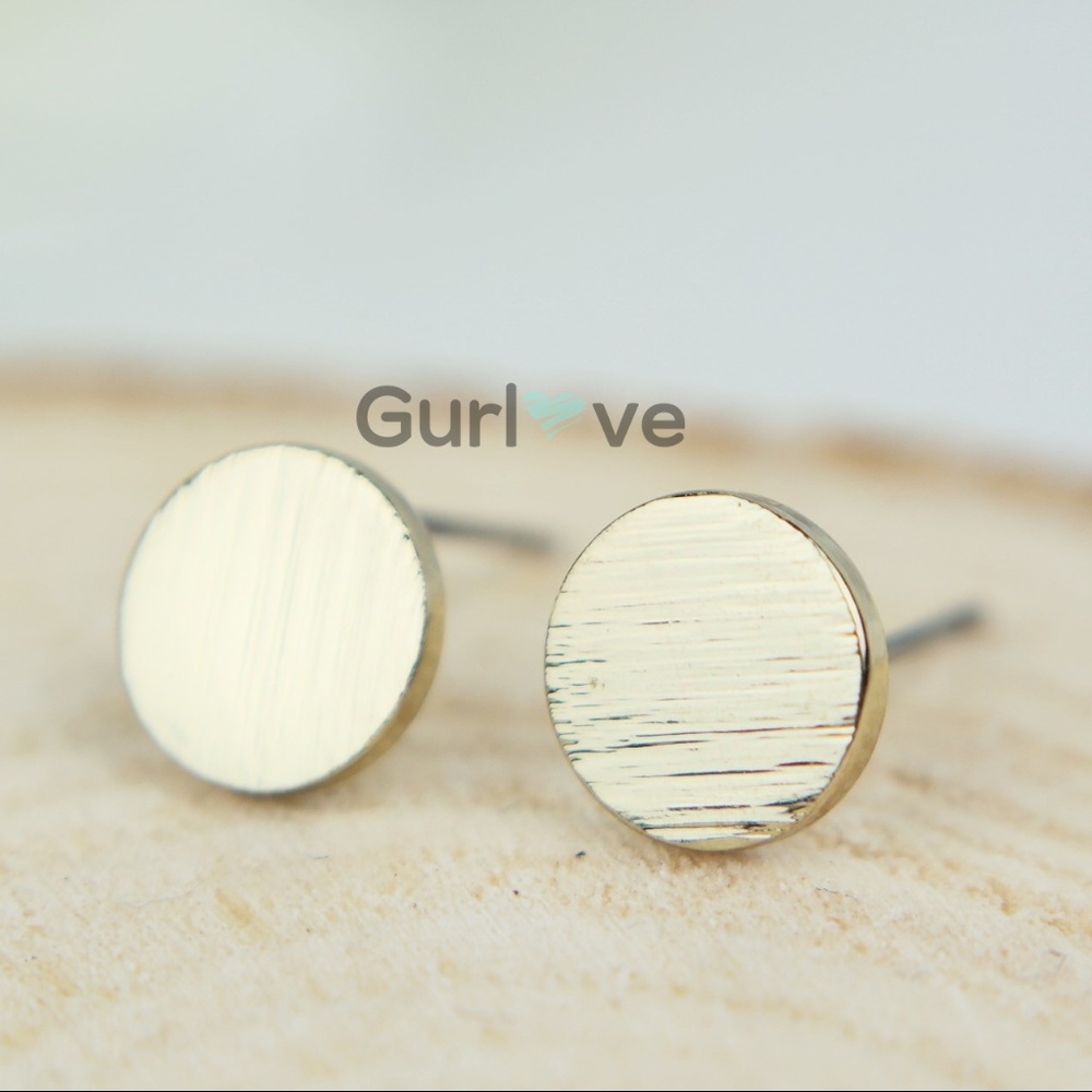 NEW Round Brushed Stud Earrings